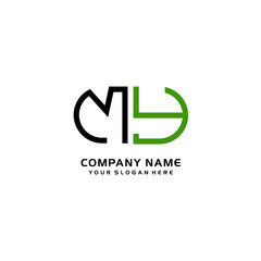 Icon Design Logo Letters MY Minimalist, oval-shaped logo, with colors, black, green, orange