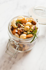 Healthy snack - mix of various nuts with salt