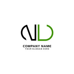 Icon Design Logo Letters NU Minimalist, oval-shaped logo, with colors, black, green, orange