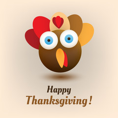 Happy Thanksgiving Card Design Template with Turkey Emoji