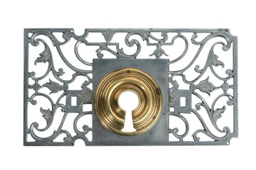 Antique pierced decorative door lock plate