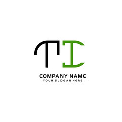 Icon Design Logo Letters TI Minimalist, oval-shaped logo, with colors, black, green, orange