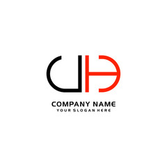 Icon Design Logo Letters UH Minimalist, oval-shaped logo, with colors, black, green, orange