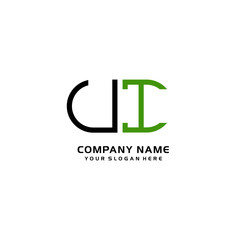 Icon Design Logo Letters UI Minimalist, oval-shaped logo, with colors, black, green, orange