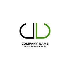 Icon Design Logo Letters UU Minimalist, oval-shaped logo, with colors, black, green, orange
