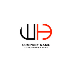Icon Design Logo Letters WH Minimalist, oval-shaped logo, with colors, black, green, orange