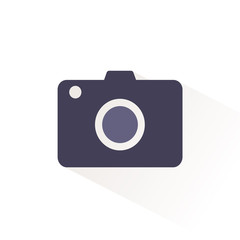 Camera icon with shadow. Flat vector illustration