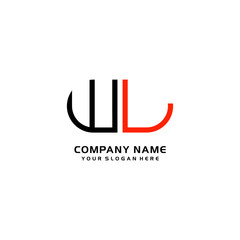 Icon Design Logo Letters WL Minimalist, oval-shaped logo, with colors, black, green, orange