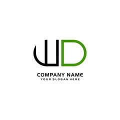 Icon Design Logo Letters WO Minimalist, oval-shaped logo, with colors, black, green, orange