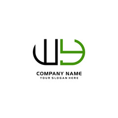 Icon Design Logo Letters WY Minimalist, oval-shaped logo, with colors, black, green, orange