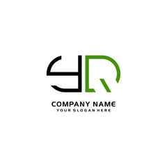 Icon Design Logo Letters YQ Minimalist, oval-shaped logo, with colors, black, green, orange
