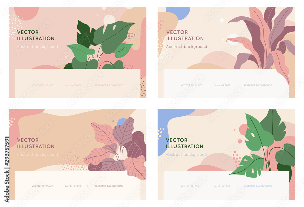 Aufkleber vector abstract logo design templates in trendy linear minimal style with leaves and plants