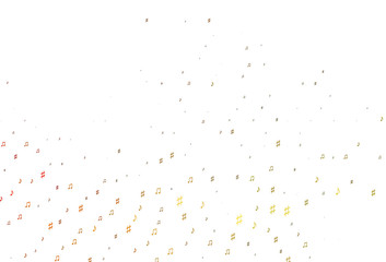 Light Orange vector texture with musical notes.