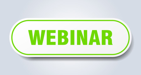 webinar sign. webinar rounded green sticker. webinar