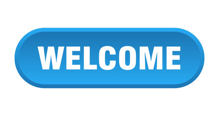 welcome button. welcome rounded blue sign. welcome