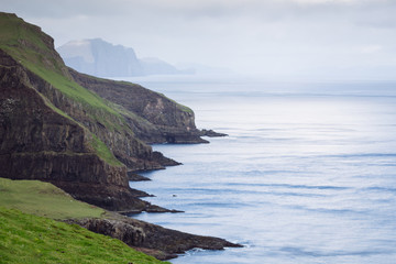 Dramatic landscape on Faroe Islands. The nature of the Faroe Islands in the north Atlantic/