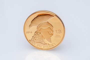 HGolden titan bitcoin on white background.