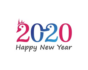 Happy new Year 2020 text, number design template icon