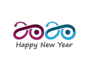 Happy new Year 2020 text, number design template icon