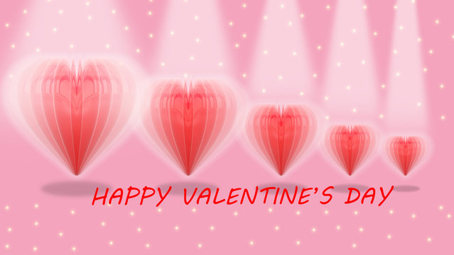 Valentine's hearts,3d rendering,Happy Valentines Day concept