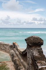 washed out by salt water parapet of the sea promenade
