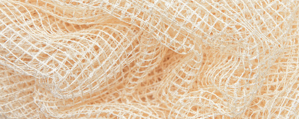 Light fabric, mesh, lace fabric texture, beautifully draped background closeup,banner.