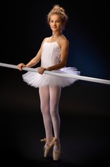 Ballerina practicing on her toes