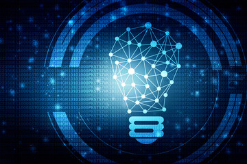 2d illustration bulb future technology, innovation background, creative idea concept 