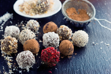 Homemade chocolate candy balls
