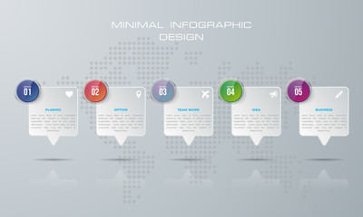 Bubble chat Infographic template with 5 options, workflow, process chart,Timeline infographics design vector can be used for workflow layout, diagram, annual report, - Vector