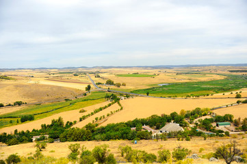 Fototapeta na wymiar Panoramic view of the Guadiana River valley from the ruins of the castle of Alarcos in Ciudad Real Castilla la Mancha Spain