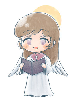 手描き風・歌う天使2