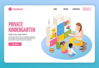 Isometric Kindergarten Landing Page