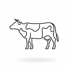 Cow vector icon. Beef and dairy produce sign. Farm animal and cattle illustration.