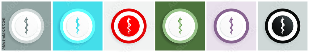 Aufkleber Emergency icon set, colorful flat design vector illustrations in 6 options for web design and mobile applications