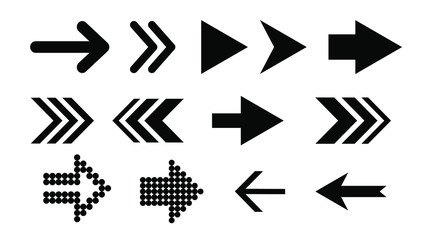 Set of black vector arrows. Arrow icon. Arrow vector collection.