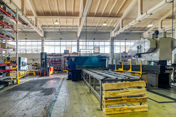 Industrial production. Shop for the production of metal profiles.