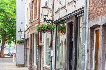 MAASTRICHT, THE NETHERLANDS - june 10, 2018: Street view of Buildings around Maastricht,...