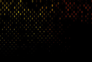 Dark Yellow, Orange vector background with dollar, USD, usa.