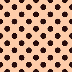 Polka Brown Mocha Dot Seamless Retro Pattern in Pink background.
