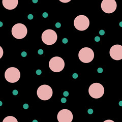 Colorful Green Pink Background Dots Seamless Pattern Print.