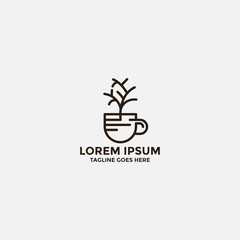 Fototapeta premium Leaf cup logo designs concept. Coffee restaurant logo template - vector