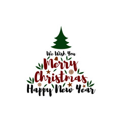 Fototapeta na wymiar Merry Christmas and Happy New Year lettering template