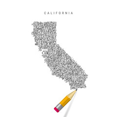 California sketch scribble map isolated on white background. Hand drawn vector map of California.