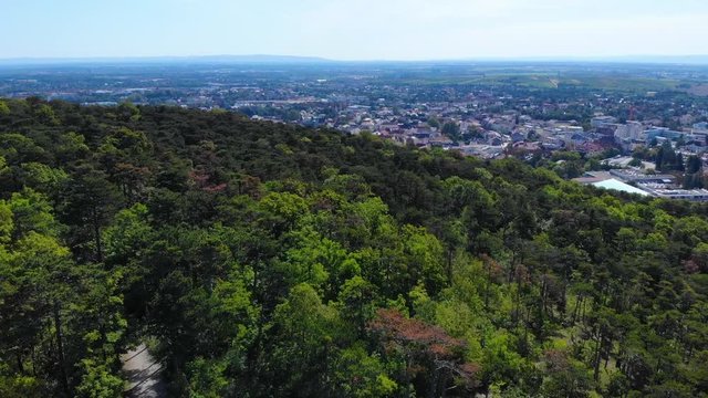 Aerial drone video - outskirts of the city of Baden, Austria