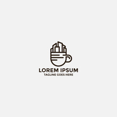 Coffee City logo designs concept. Coffee Building logo template - vector