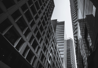 Hong Kong Commercial Building Close Up; Black and White style