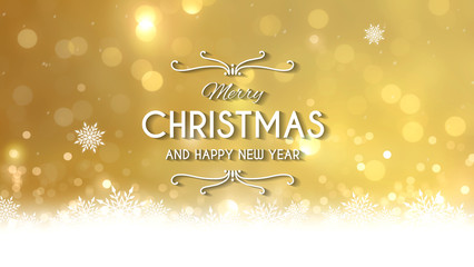 Elegant gold bokeh Christmas background with wishing words