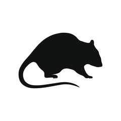 Rat graphic icon. Rat black sign isolated on white background. Symbol of 2020. Vector illustration