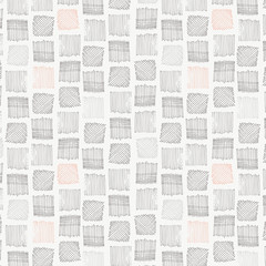 Paddy field hatch and cross hatch squares seamless vector pattern.